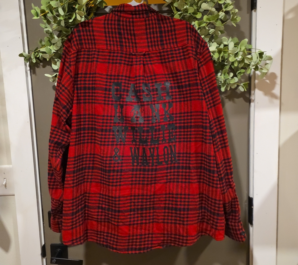 Men's Heavy Flannel Woolrich Plaid Button-Up with Back Custom Print